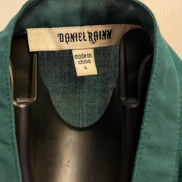 Daniel Rainn Sheer Emerald Green Button Up Blouse - Picture 4 of 4